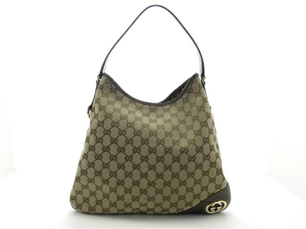Gucci bag shoulder Hobo Beige Cream brown GG canvas calfskin